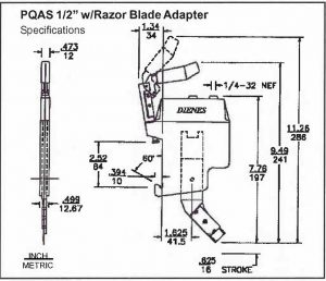 pqas 1 2 in with razor blade adapter holder specifications